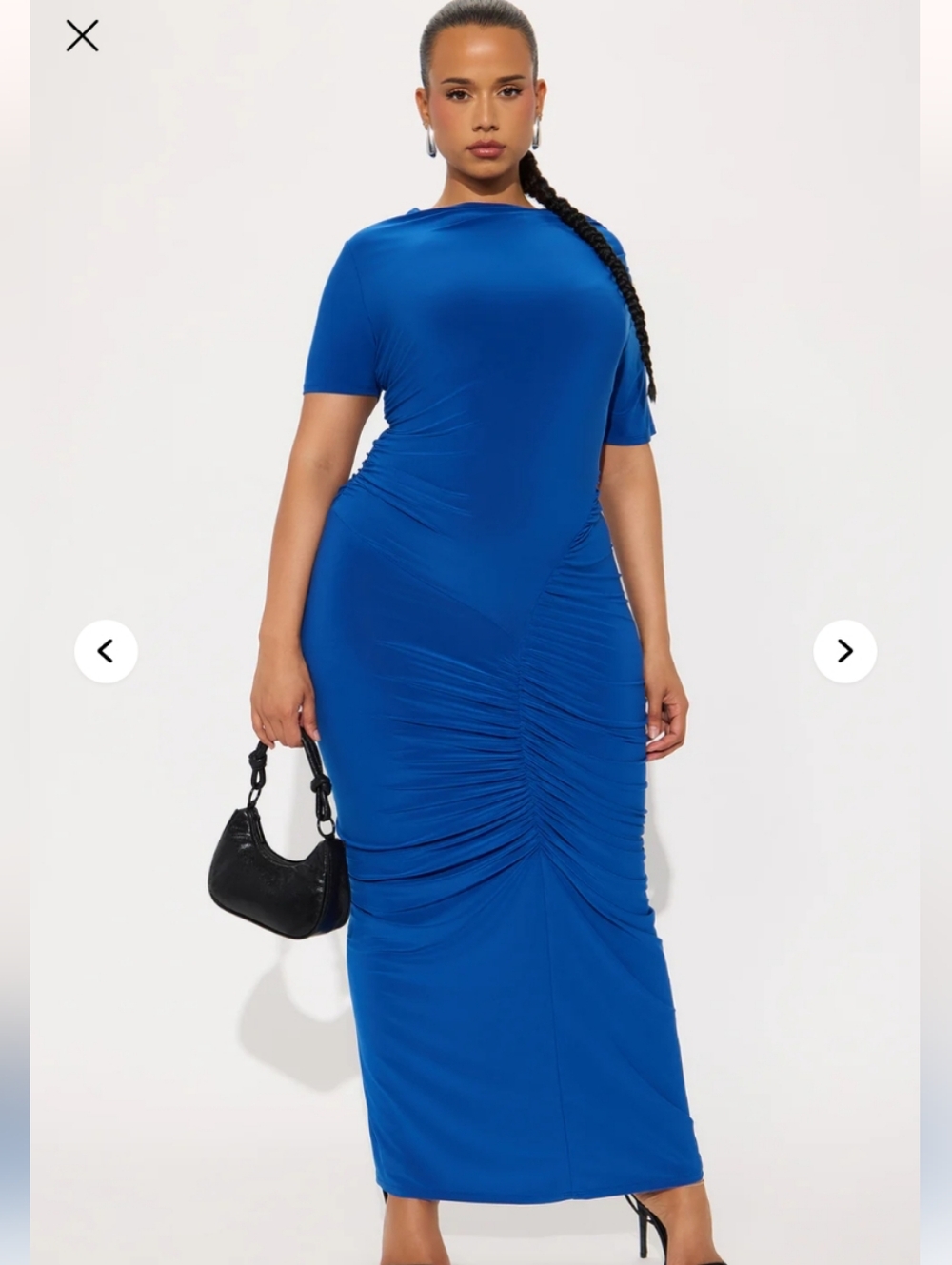 Fashion Nova Keep Calling Ruched Maxi Dress - Royal Size 1X (NWOT)